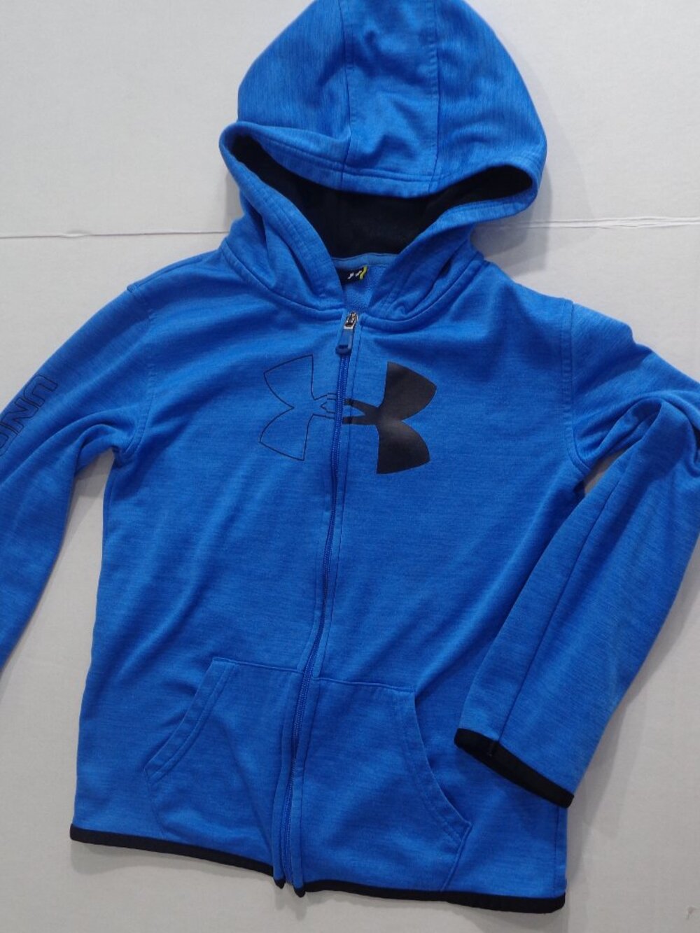 Under Armour Full Zip Fleece Hoodie Sweatshirt Blue/Black Pockets Boys'  Size 7